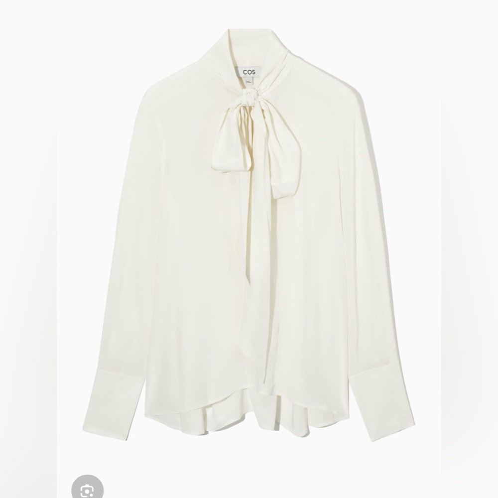COS bow voile blouse off white